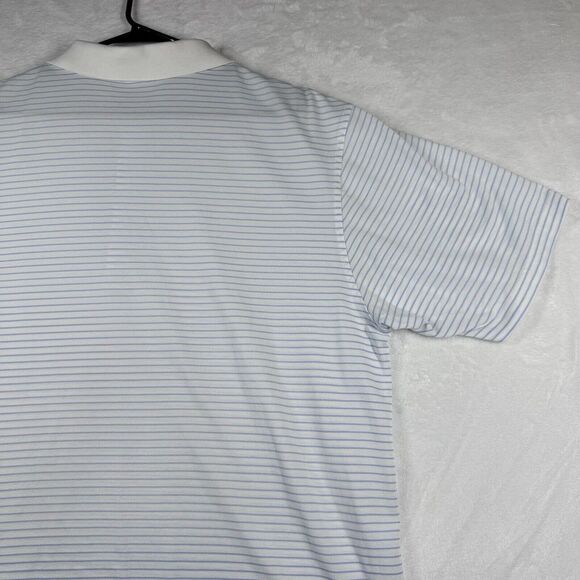 Fairway Greene Polo Shirt Mens Large White Striped Golf‎ Casual Logo - Picture 8 of 12